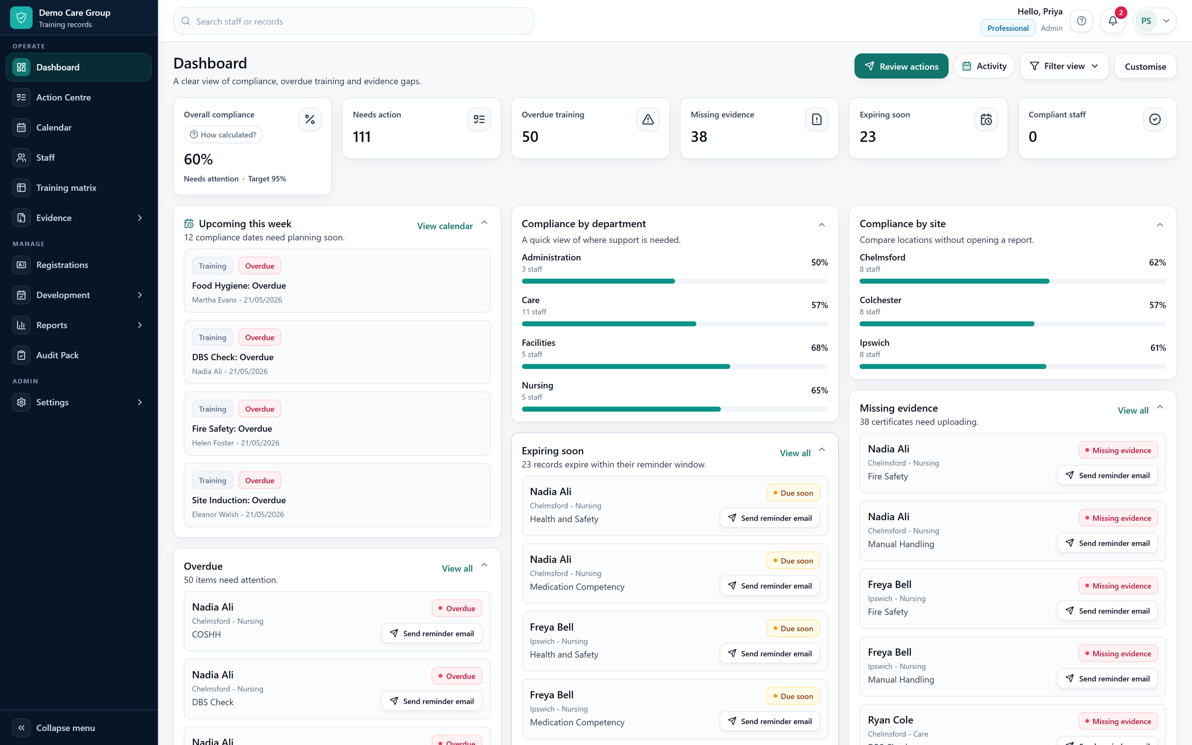 SkillProof dashboard
